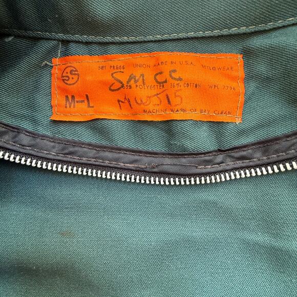 VTG 70s Setlowear Work Jacket Mens M L Green Utility Military Space Mission USA - Picture 2 of 7